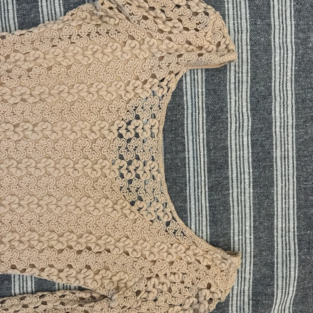 Free People Beige Crochet Knit Bell Sleeve Camisole